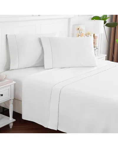 Melange Home 600 Thread Count Framed Embroidery Sateen Cotton Pillowcases In White