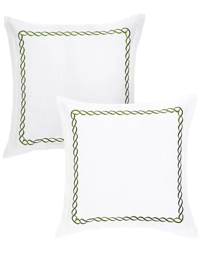 Melange Mélange Home 600 Thread Count Rope Embroidered Euro Sham Pair In Green