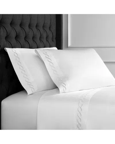 Melange Home 600 Thread Count Rope Embroidered Sheet Set In White