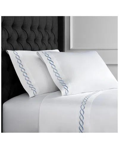 Melange Home 600 Thread Count Rope Embroidered Sheet Set In Blue