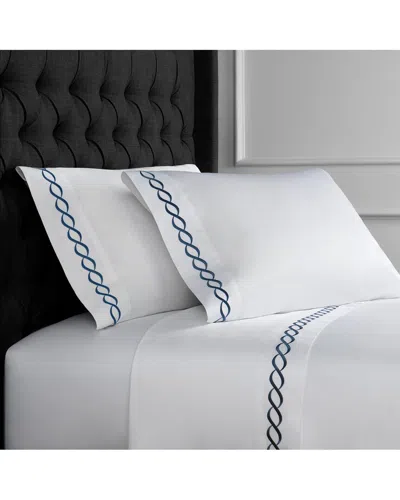 Melange Home T600 Rope Embroidered Sheet Set In Navy