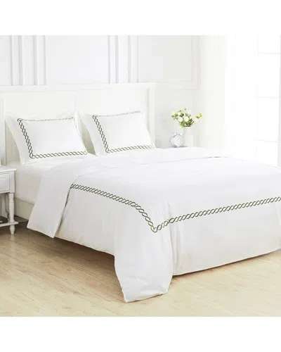 Melange Mélange Home 600 Thread Count Rope Embroidery Duvet Set In White
