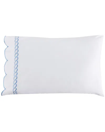 Melange Home 600 Thread Count Scallop Rope Embroidery Cotton Pillowcases In Blue