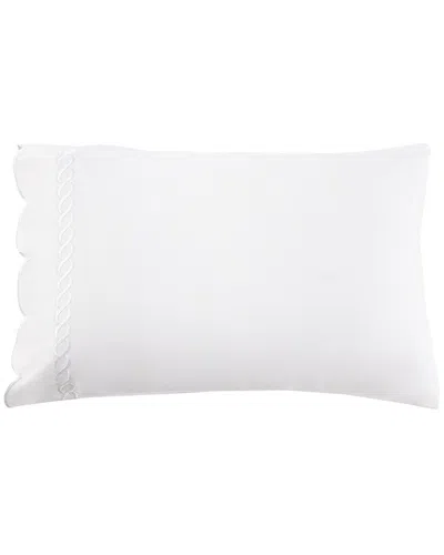 Melange Home 600 Thread Count Scallop Rope Embroidery Cotton Pillowcases In White