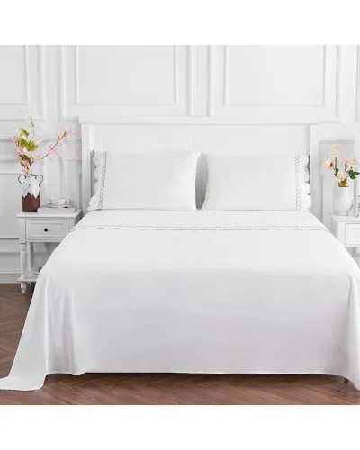MELANGE MÉLANGE HOME 600 THREAD COUNT SCALLOP ROPE EMBROIDERY SHEET SET