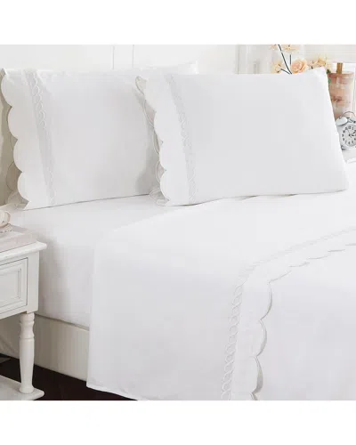 MELANGE MÉLANGE HOME 600 THREAD COUNT SCALLOP ROPE EMBROIDERY SHEET SET