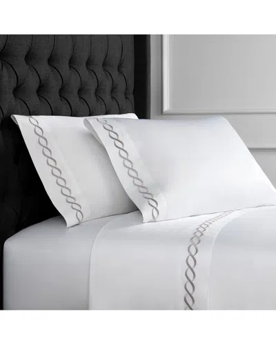 Melange Mélange Home 600tc 100% Cotton Rope Embroidered Sheet Set In White