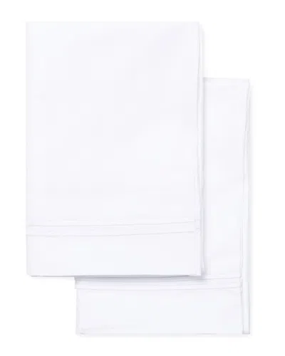 Melange Mélange Home 600tc Sateen Cotton 2 Stripe Embroidered Pillowcases In White