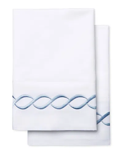 Melange Mélange Home 600tc Sateen Cotton Rope Embroidered Pillowcases In White