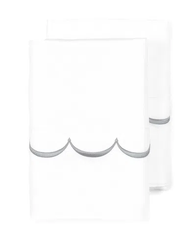 Melange Mélange Home 600tc Sateen Cotton Scallop Embroidered Pillowcases In White