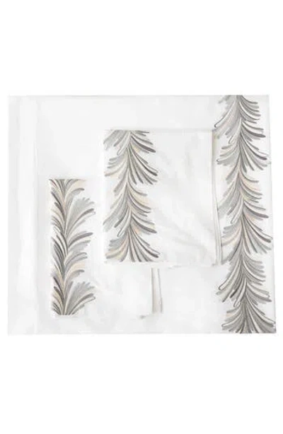 Melange Home Ava Embroidered Duvet Cover & Sham Set In Grey/white