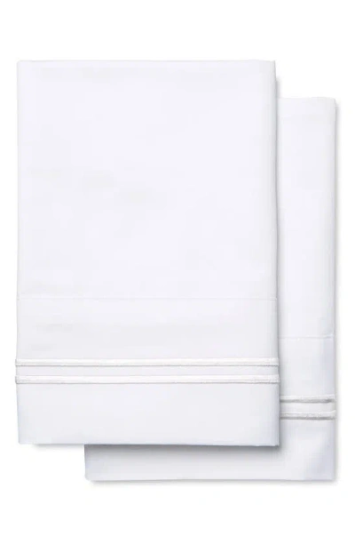 Melange Home Border Stripe 600 Thread Count Cotton Standard Pillowcases In White/ White
