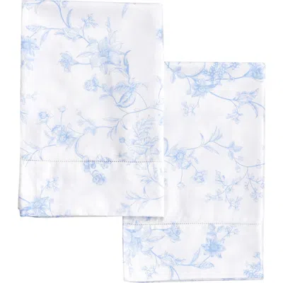 Melange Home Bouquet Cotton Pillowcase Set In Blue