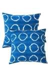 Melange Home Circles Kantha Set Of 2 Cotton Shams In Indigo