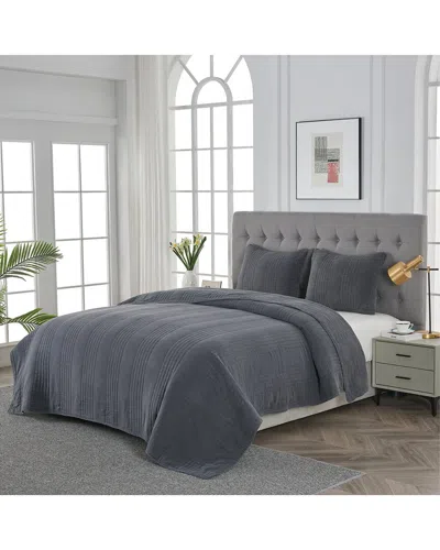 Melange Mélange Home Classic Vintage Stonewashed Cotton Quilt Set In Gray