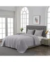 Melange Mélange Home Classic Vintage Stonewashed Cotton Quilt Set In Grey