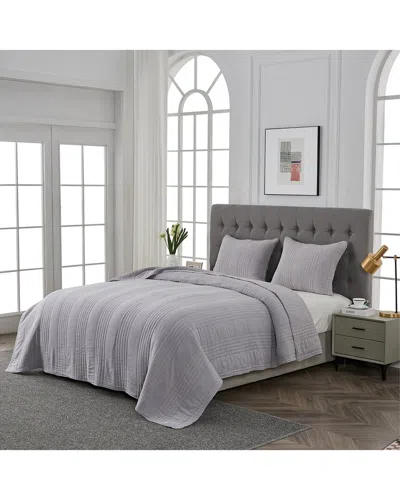 Melange Home Mélange Home Classic Vintage Stonewashed Cotton Quilt Set In Grey