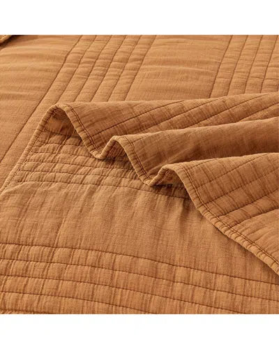 Melange Mélange Home Classic Vintage Stonewashed Quilt Set In Brown