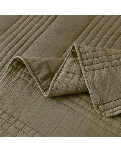 Melange Mélange Home Classic Vintage Stonewashed Quilt Set In Green
