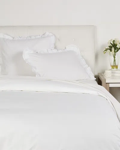 Melange Cotton Percale Double Ruffle Duvet Set