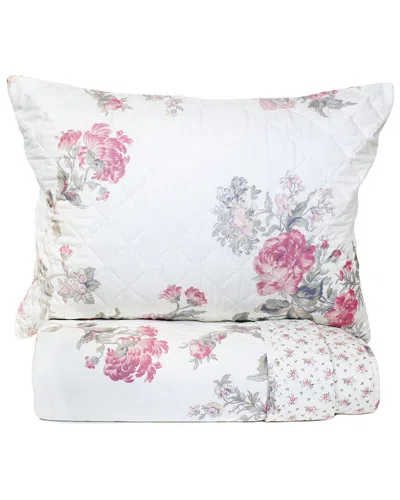 Melange Home Cotton Percale Jardin De Rose Quilt Set In Multi