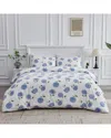 Melange Mélange Home 400tc Sateen Cotton Hydrangea Duvet Set In Blue