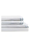 Melange Home Double Scallop Embroidered 300 Thread Count 100% Cotton Sheet Set In Blue/white