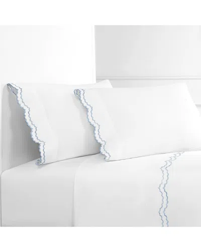 Melange Home Double Scalloped Embroidered 300 Thread Count Sheet Set In White