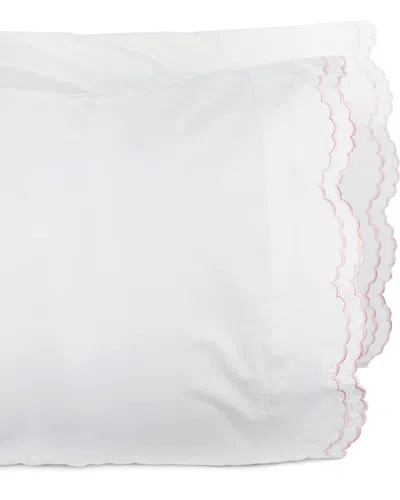 Melange Home Double Scalloped Embroidered Pillow Case Set In Pink