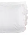 Melange Home Double Scalloped Embroidered Pillow Case Set In Rose