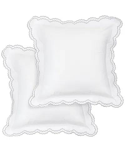Melange Home Double Scalloped Embroidered Sham Pair In Grey