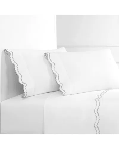 Melange Home Double Scalloped Embroidered Sheet Set In White