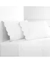 Melange 300tc Percale Cotton Double Ruffle Pillowcase Set In White