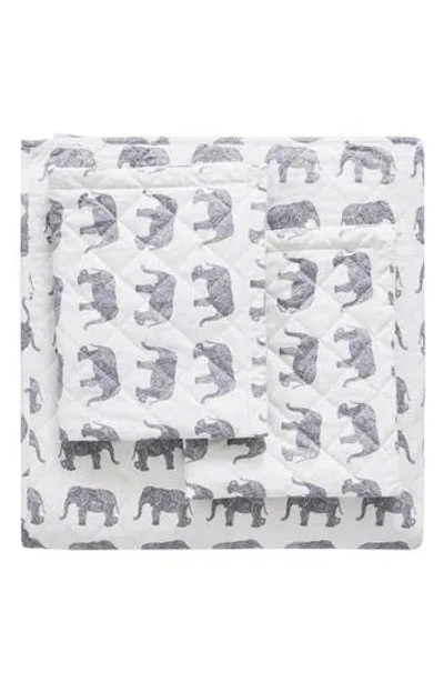 Melange Home Elephant Flannel Quilt Set In Gray