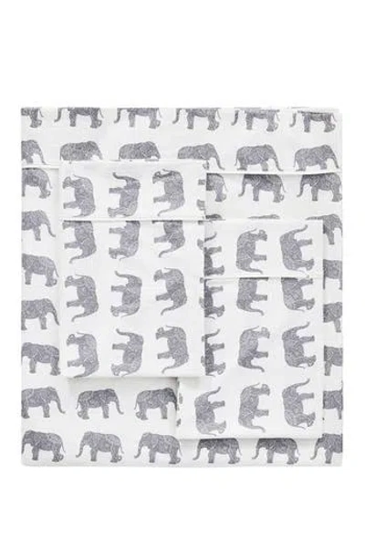 Melange Home Elephant Flannel Sheet Set In Gray