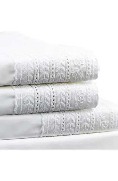 Melange Home Elizabeth Tonal Lace 4-piece Sheet Set In White/white
