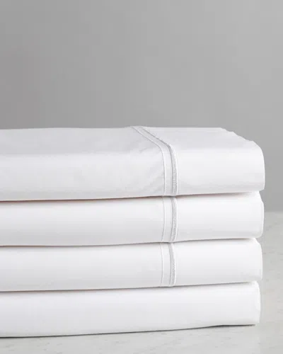Melange Home Embroidered Stripe Cotton Sheet Set In White