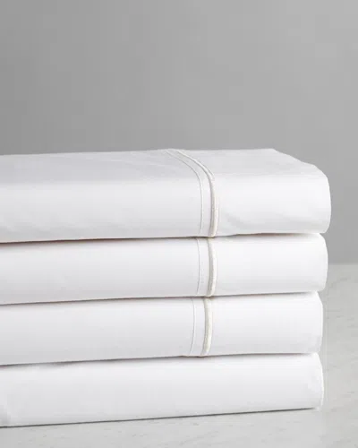 Melange Home Embroidered Stripe Cotton Sheet Set In White