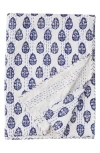 Melange Home Floral Paisley Kantha Cotton Throw Blanket In Indigo