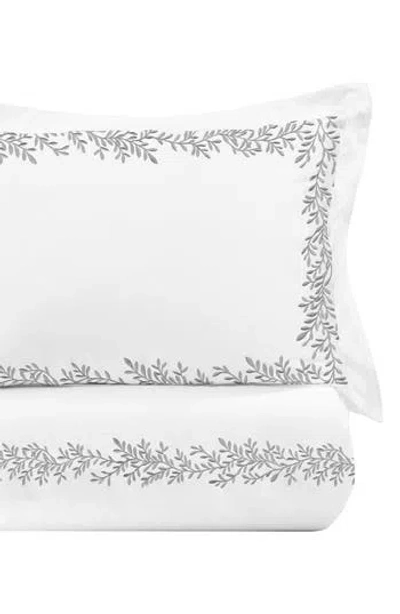 Melange Home Floral Vine 600 Thread Count Twin Duvet Set In Gray