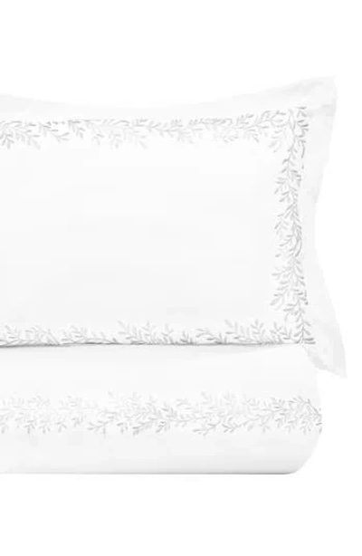 Melange Home Floral Vine 600 Thread Count Twin Duvet Set In White