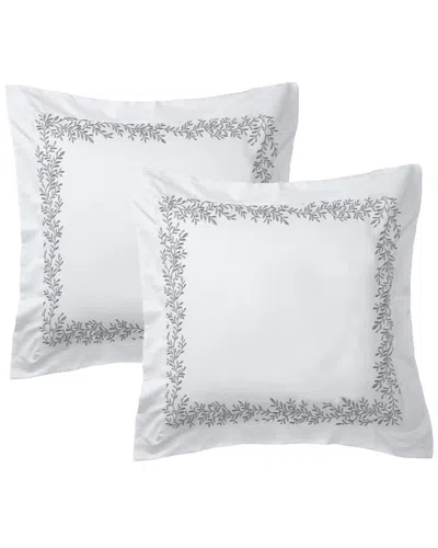 Melange Home Floral Vine Embroidery Set Of 2 Euro Shams In Grey