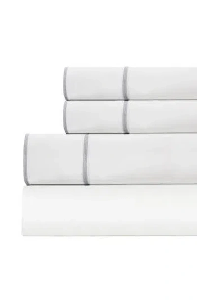 Melange Home Framed 600 Thread Count Sateen Sheet Set In White