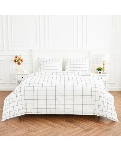 Melange Mélange Home Grid Percale Cotton Duvet Set In Multi