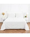 Melange Mélange Home Grid Percale Cotton Sheet Set In White