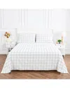 Melange T200 Grid Sheet Set In Blue