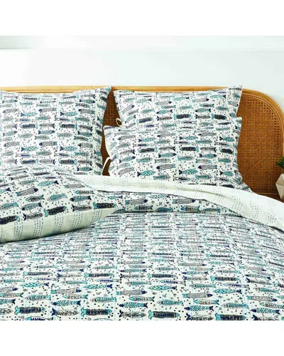 MELANGE MÉLANGE HOME HAND-STITCHED FISH KANTHA SHAM