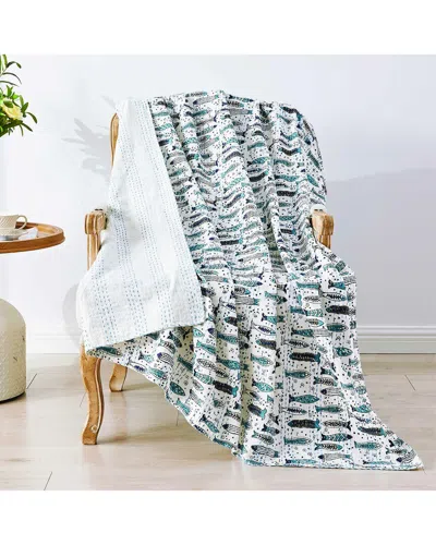 MELANGE MÉLANGE HOME HAND-STITCHED FISH KANTHA THROW