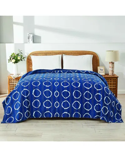 Melange Mélange Home Hand-stitched Floral Paisley Kantha Coverlet
