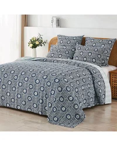 Melange Mélange Home Hand-stitched Flower Burst Kantha Coverlet